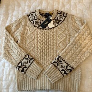 Ralph Lauren Authentic Cream Sweater with Brown Pattern